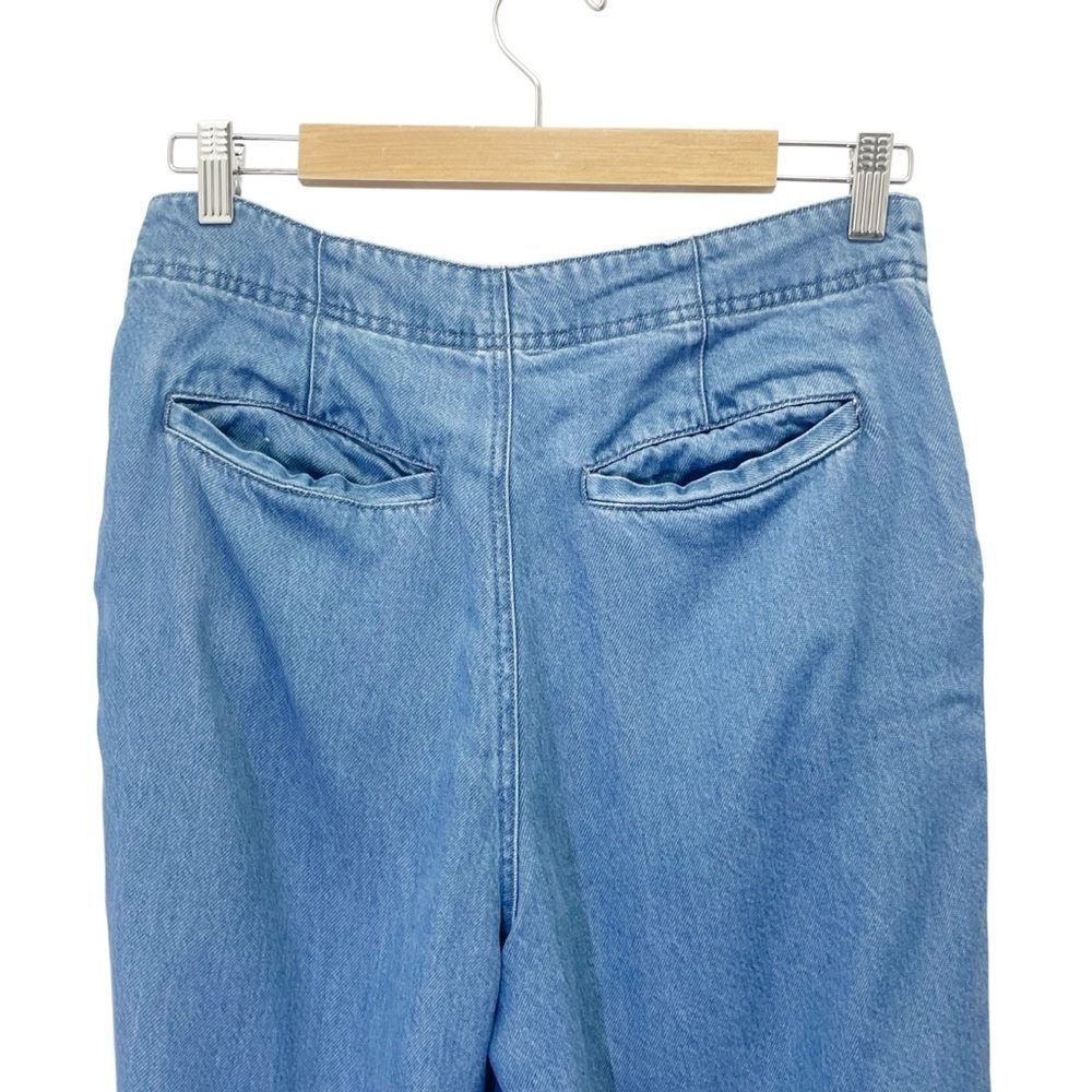 Sundance Oaklee Wide Leg Pants Lyocell Chambray Sailor Button High Rise Size 8 - Picture 9 of 13